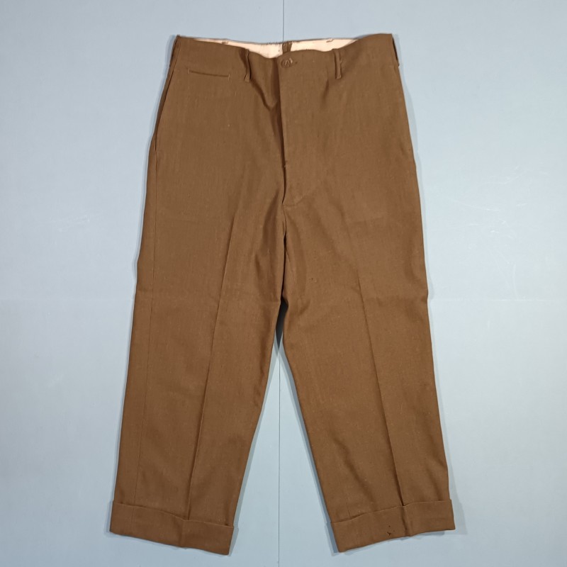 PANTALON US TROUPE MOUTARDE MODELE 1937 ETIQUETTE DATEE 1943 TAILLE W34-L35 UNIFORME GI TOUR DE TAILLE 100 cm